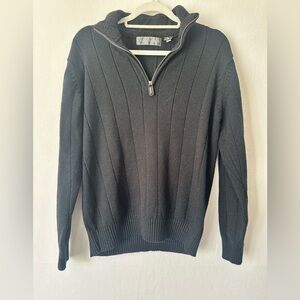 Oscar de la Renta Black Quarter-Zip Pullover Sweater – Men’s Size Medium